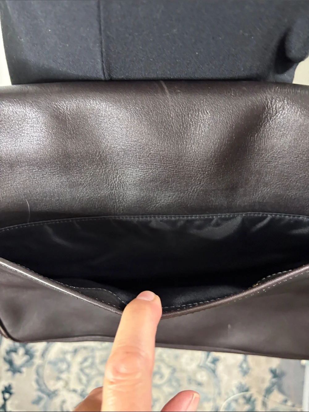 Coach Dark Brown Leather Laptop Shoulder Bag